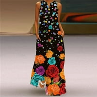 Sayhi ljetna haljina za žene plus veličine Boho rukava bez rukava s labavim cvjetnim print plažom Maxi