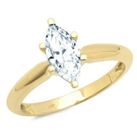 1. CT Sjajno markiza Cleani simulirani dijamant 18kyllow Gold Solitaire prsten SZ 7
