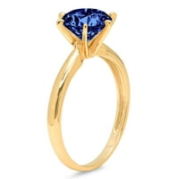 2.5ct okrugli rez plavi simulirani tanzanit 18k žuti zlatni godišnjički angažman prsten veličine 3.5