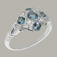 Britanci napravio je 18k bijelo zlato prirodno plavo topaz i kubični cirkonijski ženski prsten - Opcije