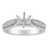Okrugli oblik bijelog dijamantskog polu-mount zaručni prsten u 14K čvrstog bijelog zlatnog zvona veličine