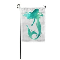 Plava školjka ručna sirena akvarel silhoueta rep morska riba bašta zastava ukrasna zastava kuće baner