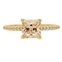 1. CT sjajna princeza Clear Simulirani dijamant 18k žuti zlatni pasijans sa Accentima prsten sz 10.5