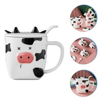 Postavite ljupku kravu uzorak mlečna čaša kućica za kafu šalica za prelivu mlijeka sa kašikom