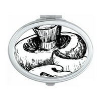 Realistic Swamm Line Ilustracija uzorak Ovalno ogledalo Prijenosne preklopljene ručne šminke dvostruke
