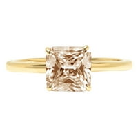 1. CT briljantan Asscher Clear Simulirani dijamant 18k žuti zlatni solitaire prsten SZ 5.75