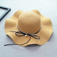 Vbnergoie Women Ljeto Široka šešir od slame Sklonivo sunčeve šešire Disketa za zaštitu Sun Cap UPF 50+