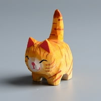 Lijepa mala isklesana mačka figurica, DIY ručno rađena drvena mačića jedinstvena umjetnička rezbarija
