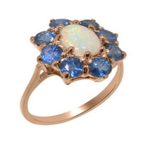 Britanski izrađeni 18K ružilijski zlatni prirodni Opal & Sapphire Womens Ring - Veličine Opcije - Veličina