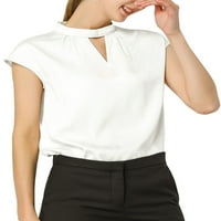 Allegra K Junior's CAP-ov rukavac Elegantna majica V-izrez Ruched Choker bluza