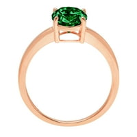2. CT sjajan ovalni rez simulirani smaragd 14k Rose Gold Solitaire prsten SZ 10.25