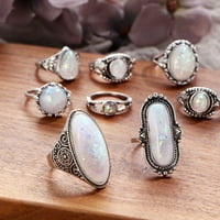 Mnjin srebrni personalizirani nakit dragulj prirodni boho prstenovi višebojni