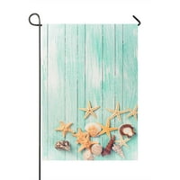 Školjke Morske zvijezde na drvenim daskama Dvorište Dekor Početna Vrtna zastava