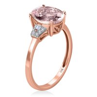 Trgovina LC Luxoro Pink Morgatite Bijeli dijamant oval 10k ružičarski zlatni prsten za žene Nakit Pokloni