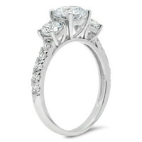 2. CT okrugli rez originalni kultivirani dijamant VS1-VS I-J 18K bijelo zlato Tro-kamena Obećaj vjenčanja