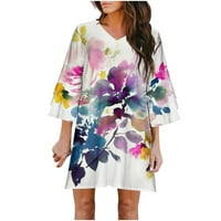 Vegersell Maxi haljine za žene Ljetne casual haljine s kratkim rukavima za žene na plaži cvjetni print