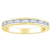 Carat Baguette & Okrugli oblik Bijeli prirodni dijamantski vjenčani prsten u 14K čvrsti žuto zlatni