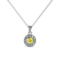 Žuti safir i dijamant si2-i1, G-H krug halo privjesak 0. CTTW u 14K bijelo zlato 14K zlatni lanac