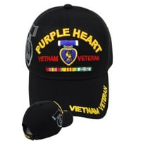 Vojno ljubičasto srce Vijetnam veteran za bejzbol kapa, jedna veličina, crna