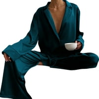 Seksi ples Dame Nightwend Revel ovratnik pidžamas setovi solidne boje za spavanje širokog nogu Lounge