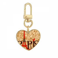 Eiffel Tower Paris France Country City Culture Gold Heart Cheetchain Metalni držač za ključeve