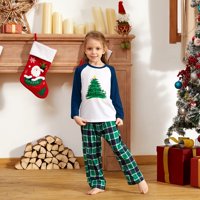 Božićne pidžame za obitelj, tiskane vrhunske i plaćene hlače sa džepnim jammies-om spavaćim odjećama