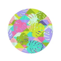 Okrugli ručnik za plažu Boja boja šareni tropski list i trokut uzorak sažetak svijetli krug kružnog