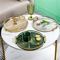 Moderna okrugla ladica, plastična ukrasna ladica sa zlatnim ručkama, 11,61 posluživanje ladica, kozmetički