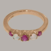 Britanci izrađeni zapanjujućih 9k ružičasto zlato prirodno rubin i opal ženski prsten opcije - veličine