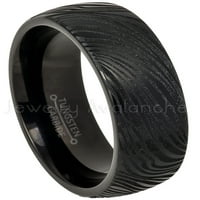 Crna IP kupola volfram prsten, udobnost FITU TUNGSTEN Vjenčani opseg, Mokume Gane Effect dizajn prsten
