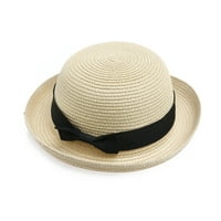 Modne ženske djevojke Bowknot Roll-up Wide Brim Dome Stream Summer Sun Hat Bowler Beach