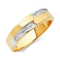 Jewels 14k žuti zlatni prsten baguette kubični cirkonijski cz Muška godišnjica vjenčanica veličine 6