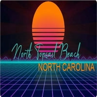 Sjeverna topsail plaža Sjeverna Karolina Vinil Decal Stiker Retro Neon Dizajn