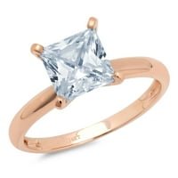 CT briljantna princeza Clear Simulirani dijamant 18K ružičasto zlato pasijans prsten sz 5