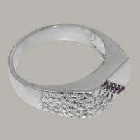 Britanci napravio 14k bijeli zlatni prirodni ametist Muški prsten za bend - Opcije veličine - veličina