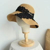 Danceemangoo Handmade Women Ljeto Sun Hat Hat Stream Slamkalica Crna bijela čipka Traka Kapa Sklopivi