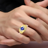 * Rylos jednostavno elegantan prekrasan plavi zvjezdani safir i dijamantni prsten - septembar roštilj