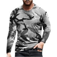 Muški jeseni zimski pulover Thirts ugrađeni kamuflažni print dugih rukava okrugla košulja za dno na otvorenom Trendy vanjski sport Top bluza Grey M