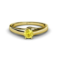 Žuti safirni solitaire prsten 0. CT u 14K žutom zlatu .Size 8.0