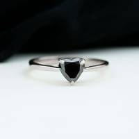 Oblik srca Solitaire Black Spinel prsten za žene - AAA razred, 14k bijelo zlato, SAD 13,00