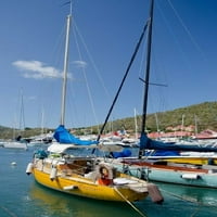 Šareni brodovi, Gustavia, plaža s školjkama, St Bart's, zapadni indikatorski poster Print Cindy Miller