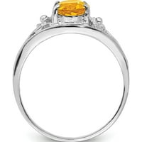 Sterling Silver Rhodium citrinski prsten izrađen u Kini QR689-8