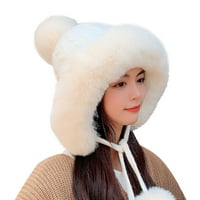 Ženske zimske pletene vunene kape tri kuglična pulover kapa za zaštitu od toplog uha
