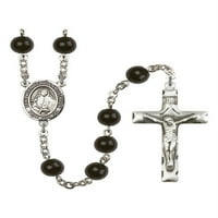 St. Maria Bertilla Boscardin Srebrna kružna krunica Black Ony perle Crucifi Veličina medaljina šarm
