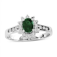 0. CTTW smaragdni i dijamantni prsten, 14K zlato - veličine 6