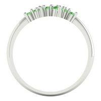 0. CT sjajan okrugli rez simulirani zeleni dijamant 18k bijeli zlatni nosač za slaganje SZ 10.5
