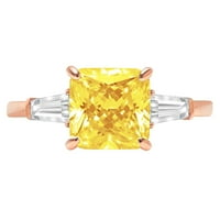 CT sjajan momak simulirani žuti dijamant 14k Rose Gold Tro-kameni prsten SZ 3,75