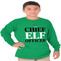 Xmas Chief ELF oficir Santa Helper Dugi rukav Tee Djevojka TEEN BRISCO Brends S