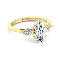 Merced - Moissite Marquise Cut Lab Diamond Engagement Ring Marquise Trostruka markise Sidestones