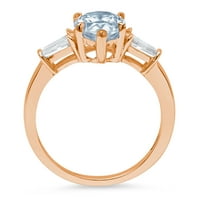2. CT sjajan krug Clear Simulirani dijamant 18k ruža zlato Trokratni prsten s 7